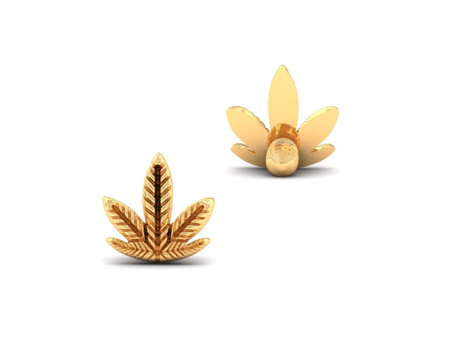“Weed Leaf” Dermal Threaded Body Piercing – Gold Centric
